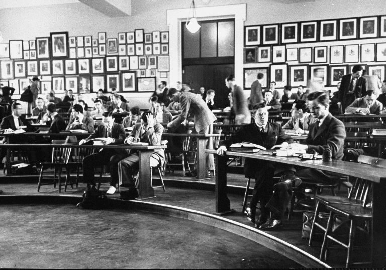 Harvard students in lecture hall. (Photo by Arthur Griffin/The LIFE Picture Collection © Meredith Corporation)