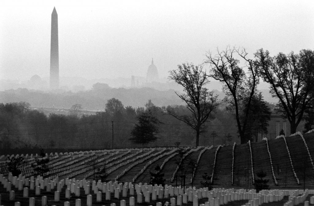 Arlington National Cemetery with Washington, DC, in the distance, 1965.