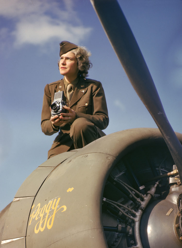 Margaret Bourke-White with camera (Photo by Margaret Bourke-White/The LIFE Picture Collection)