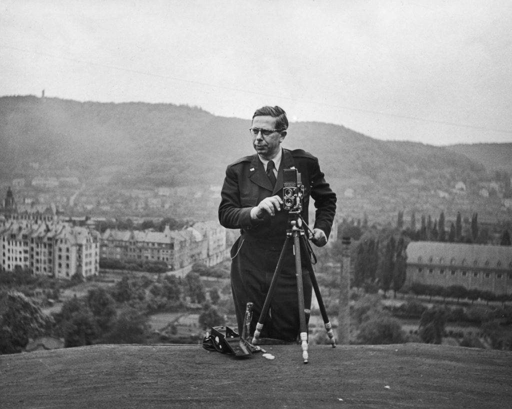 Walter Sanders on assignment near Marburg University in Germany just after WWII. (Photo by Walter Sanders/The LIFE Images Collection)