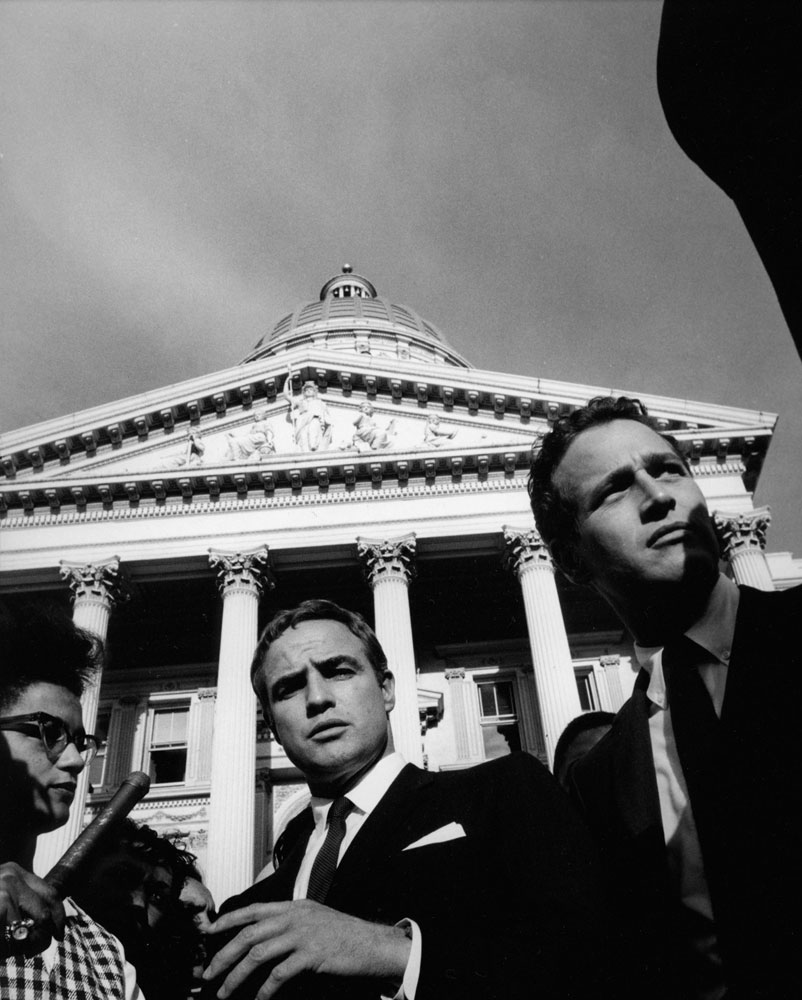 Marlon Brando and Paul Newman supporting a sit-in for fair housing, Sacramento, Calif., 1963.