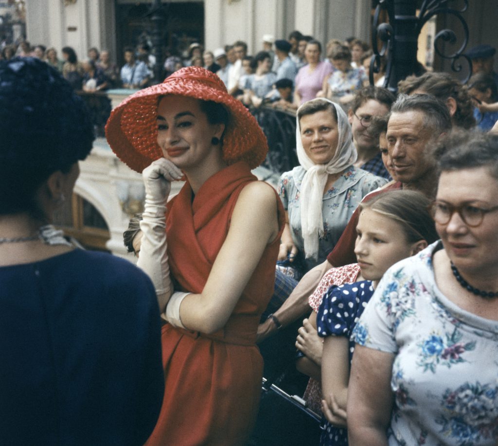 Fashion models visit the GUM department store in Moscow while in the Soviet Union for an officially sanctioned Christian Dior fashion show, 1959.