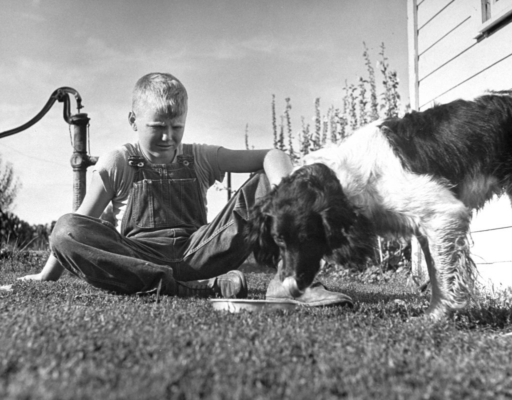 Larry Jim Holm and Dunk, Iowa, 1945