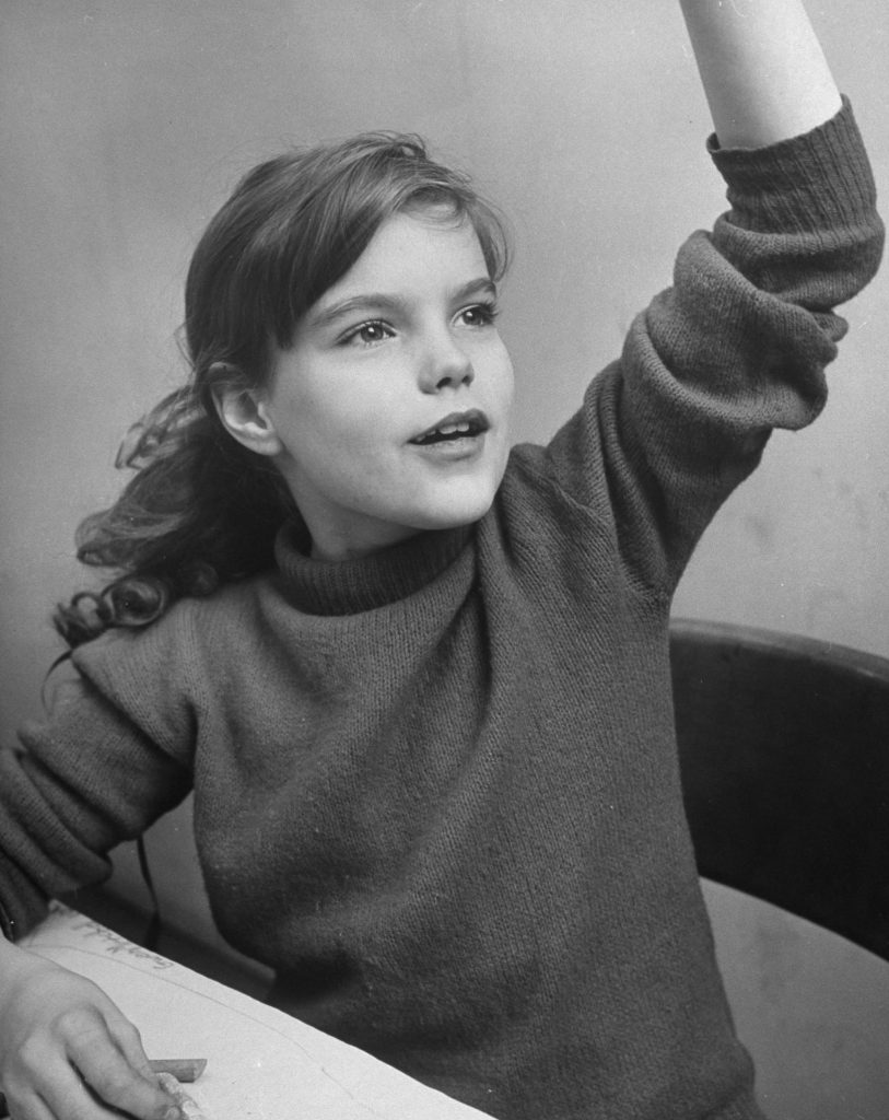 Photo from a public "genius school" for 3-to-11-year-olds at New York's Hunter College, 1948.