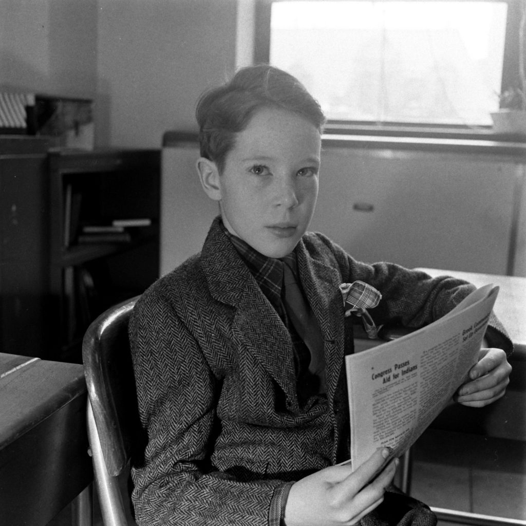 Photo from a public "genius school" for 3-to-11-year-olds at New York's Hunter College, 1948.