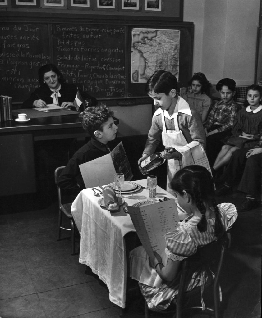 Photo from a public "genius school" for 3-to-11-year-olds at New York's Hunter College, 1948.