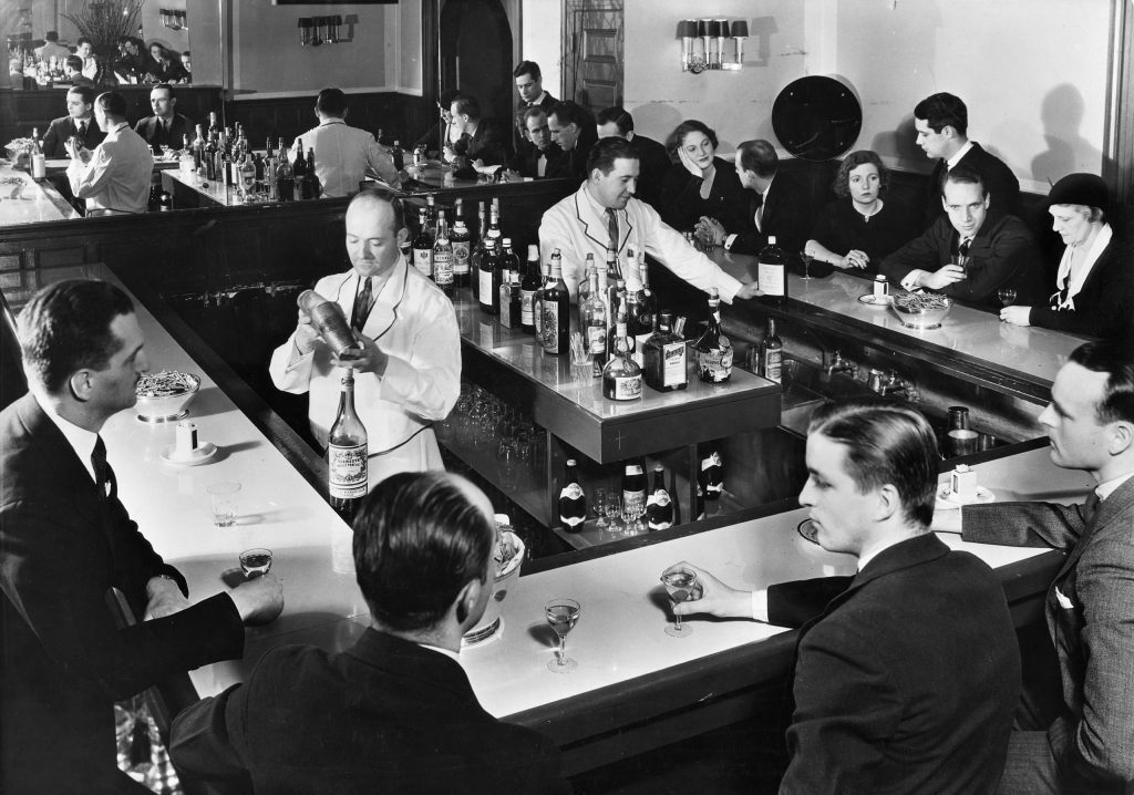 Scene inside a New York City speakeasy during Prohibition, 1933.