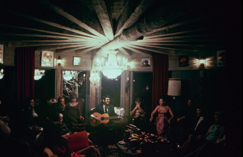 Roy Orbison plays for guests at Johnny Cash's house, Tennessee, 1969. NOTE: In its November 21, 1969, issue, LIFE misidentified Orbison as Red Lane   a country music legend in his own right and a Nashville Songwriters Hall of Fame inductee.