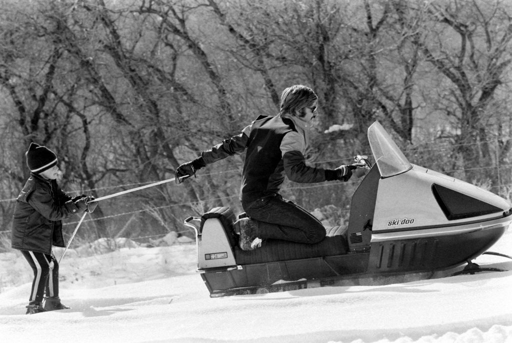 Robert Redford and son Jamie, Utah, 1969.