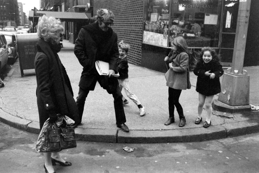 Robert Redford with son Jamie, daughter Shauna and two unidentified companions, New York City 1969.