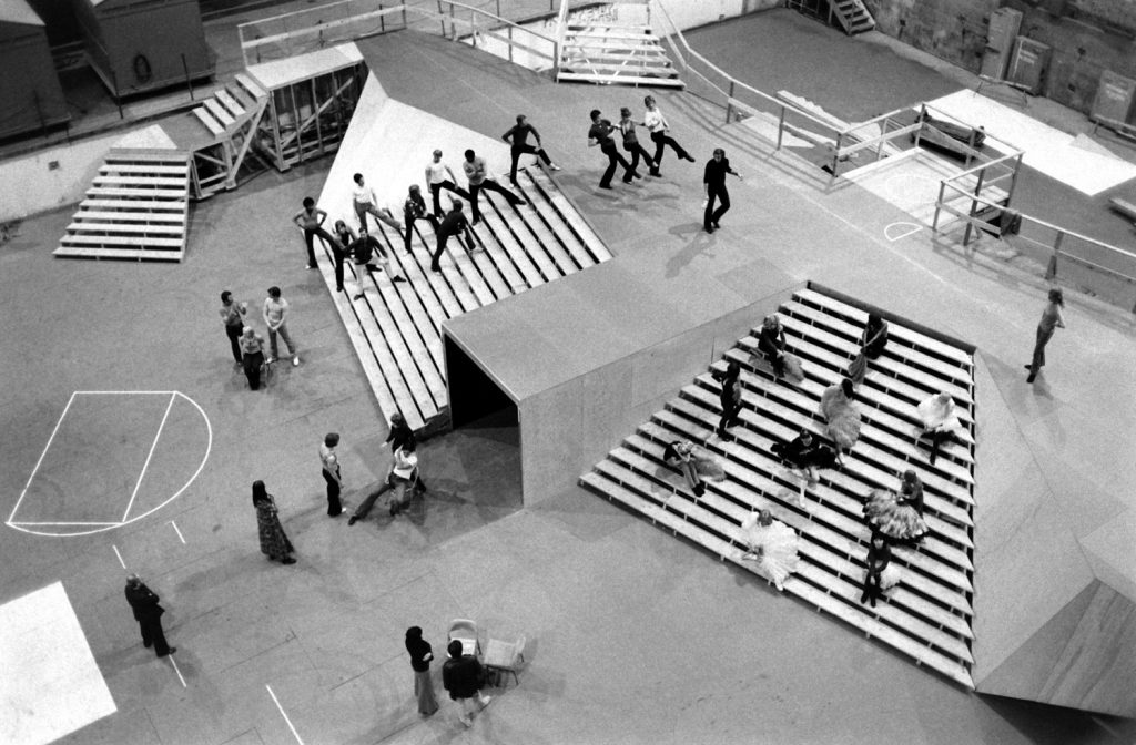 Rehearsing for a production number prior to the 1972 Academy Awards.