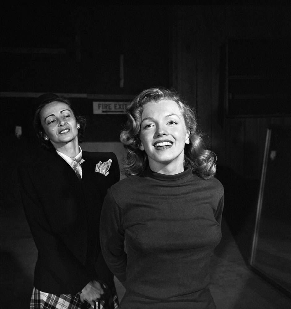 Marilyn Monroe, 22, takes lessons with acting coach, Natasha Lytess, Hollywood, 1949.