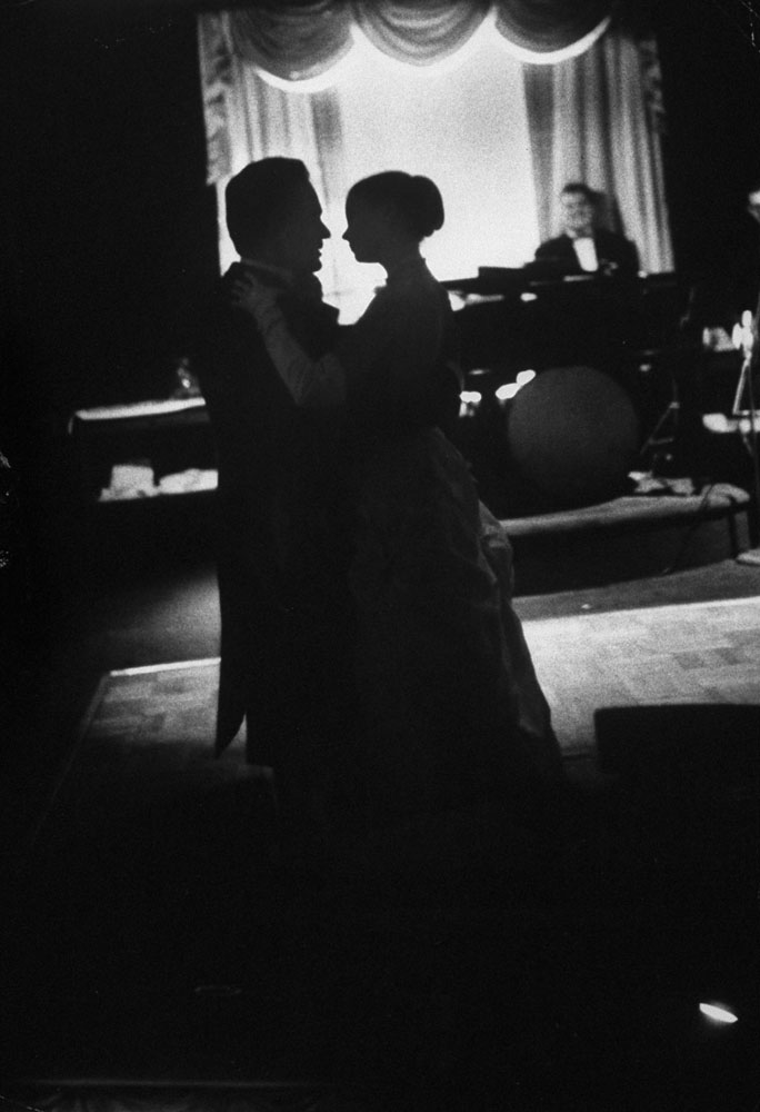 Grace Kelly and Prince Rainier dance not long after announcing their engagement, 1956.