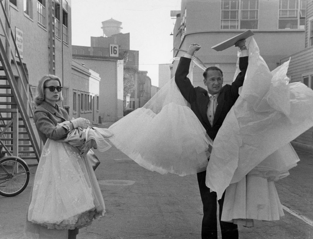 Grace Kelly leaves a Hollywood studio lot for last time before her marriage, 1956.