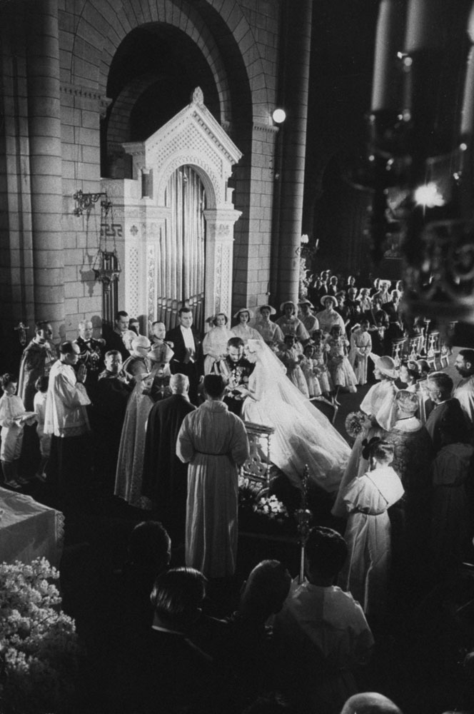 Wedding ceremony of Prince Rainier III of Monaco to Grace Kelly, April 1956.