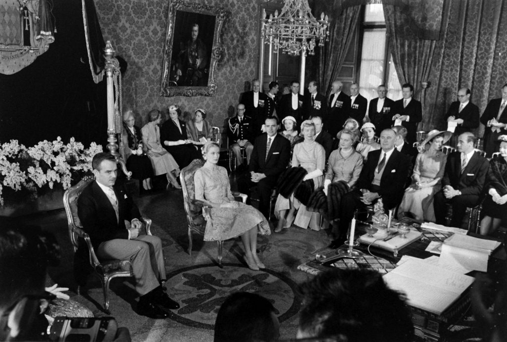 Grace Kelly and Prince Rainier in Monaco, the day before their wedding, April 1956.