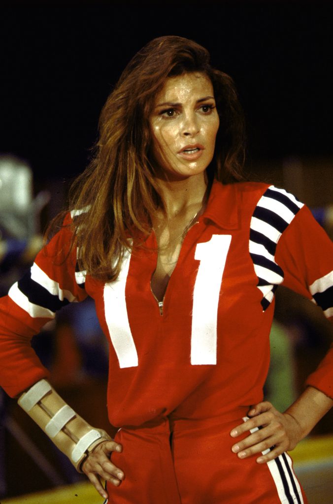 Raquel Welch on the set of Kansas City Bomber 1972