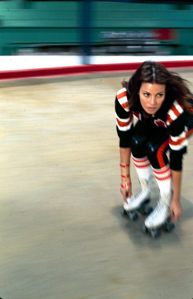 Raquel Welch on the set of Kansas City Bomber 1972