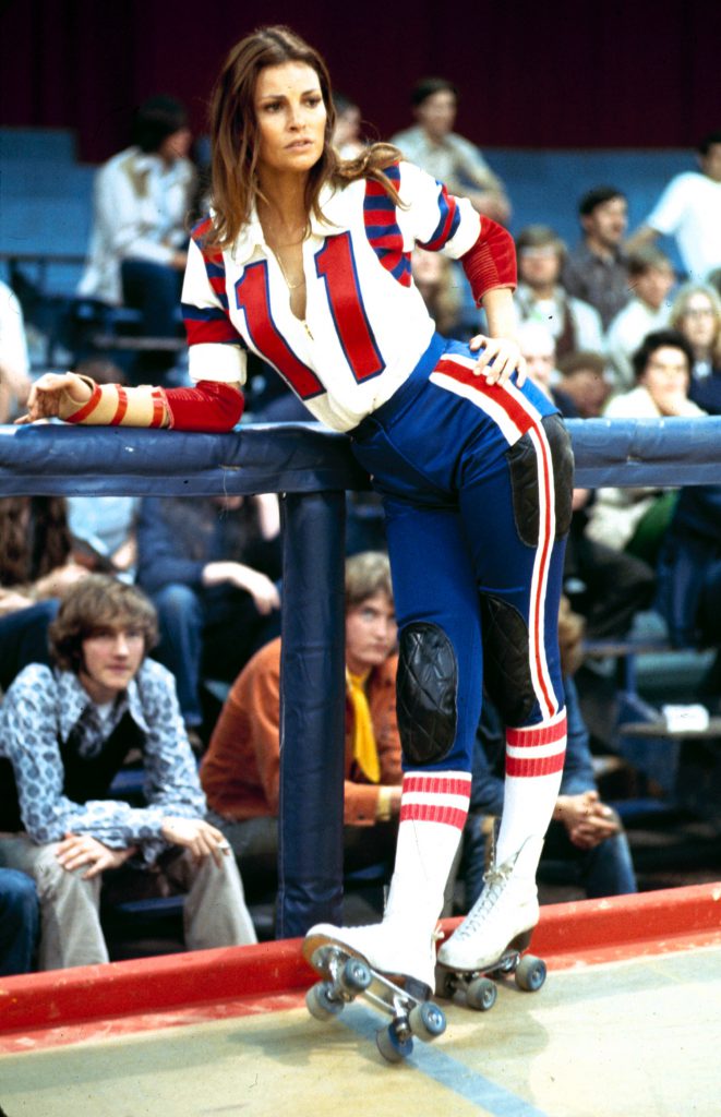 Raquel Welch on the set of Kansas City Bomber 1972