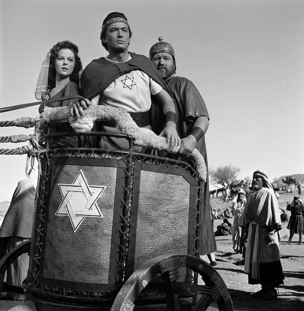 Gregory Peck and Susan Hayward on the set of the 1951 film "David and Bathsheba."