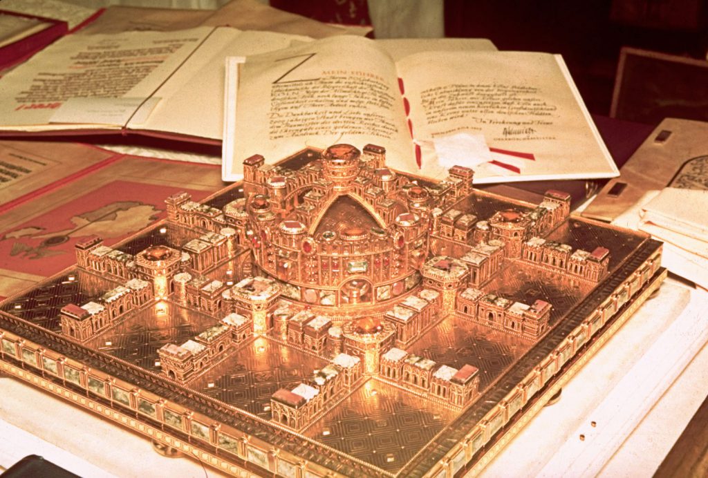 A hand-worked castle inlaid with precious stones given to Adolf Hitler on his 50th birthday, Berlin, April 20, 1939.