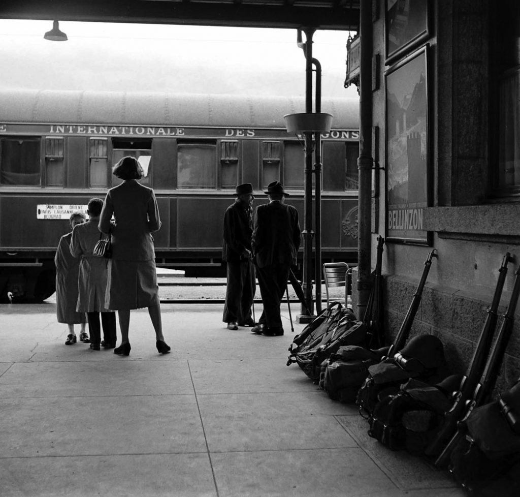 Train station along the route of the Simplon-Orient Express, 1950.