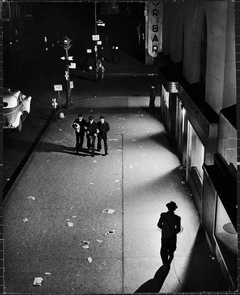 Sailors looking for fun in a curfew-closed Times Square. (Photo by Carl Mydans/The LIFE Picture Collection © Meredith Corporation)