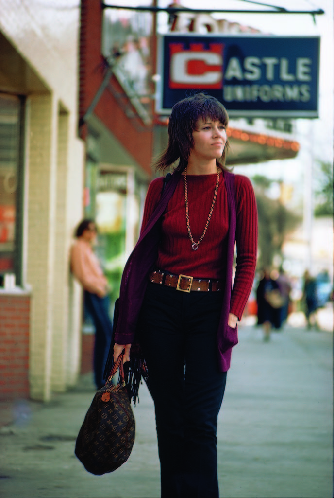 Actress Jane Fonda carrying a Louis Vuitton bag as she walks down the street. (Photo by Bill Ray/The LIFE Picture Collection © Meredith Corporation)