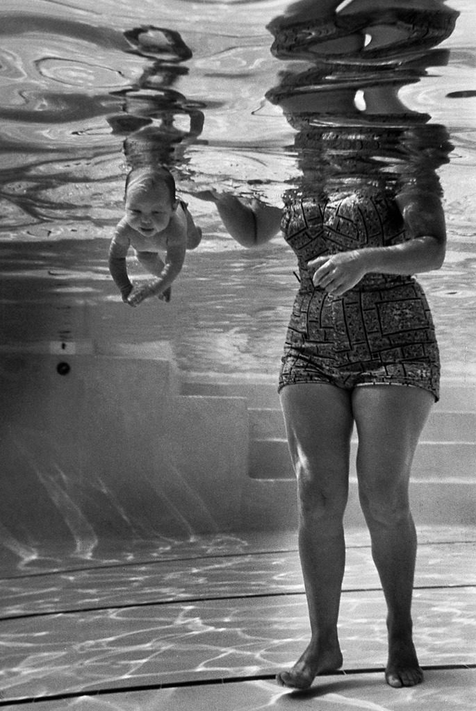 World's youngest swimmer Julie Sheldon, 9 weeks old. (Photo by Edward Clark/The LIFE Picture Collection © Meredith Corporation)